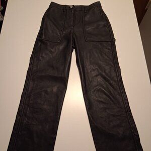 Wilfred Free Faux Leather Pants Women’s Size 0 Black Straight Leg High Rise Util